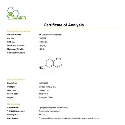 2,5-Dihydroxybenzaldehyde COA 1194-98-5 | Shaanxi BLOOM Tech Co., Ltd 2,5-Dihydroxybenzaldehyde COA 1194-98-5 | Shaanxi BLOOM Tech Co., Ltd